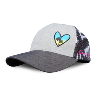 Curved Bill Trucker - Floral Heart
