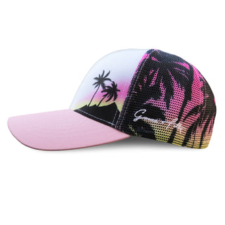 Curved Bill Trucker - Pink Hawaiian Sunset