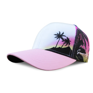 Curved Bill Trucker - Pink Hawaiian Sunset
