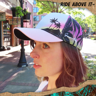 Curved Bill Trucker - Pink Hawaiian Sunset