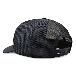 6 Panel Trucker - Black with Mountain Embroidery