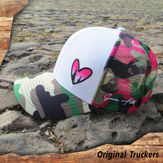 Curved Bill Trucker - Camo Heart