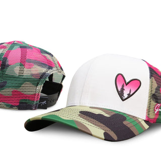 Curved Bill Trucker - Camo Heart