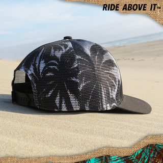 6 Panel Hats - Palm silhouette Mesh