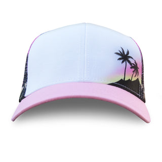 Curved Bill Trucker - Pink Hawaiian Sunset