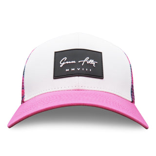 6 Panel Trucker - Pink Rose