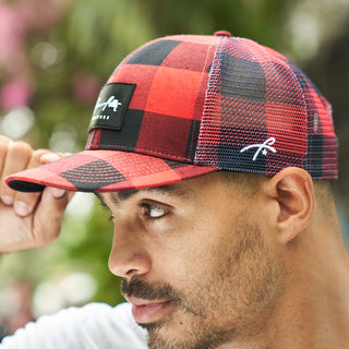 6 Panel Trucker - Red Plaid