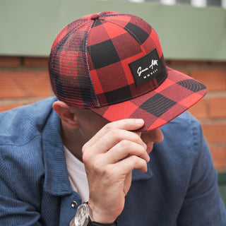 6 Panel Trucker - Red Plaid