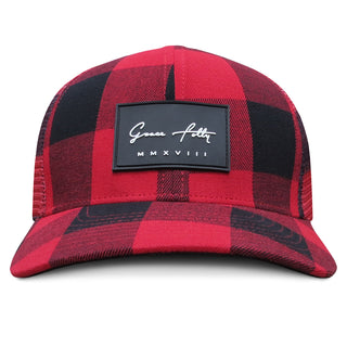 6 Panel Trucker - Red Plaid